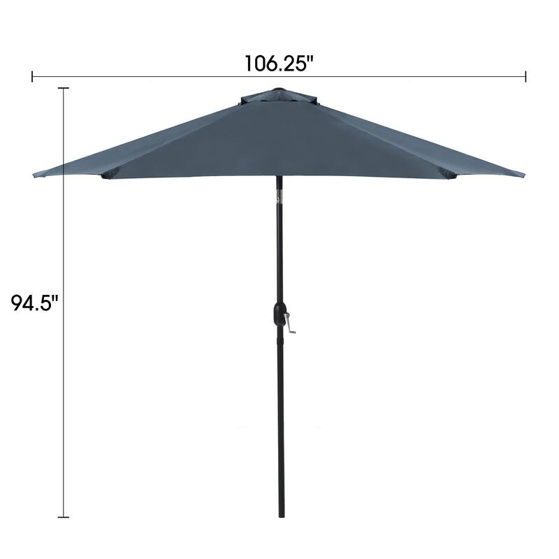 9FT Outdoor Patio Iron LegsTilt-Adjustable Round Tilting Umbrella
