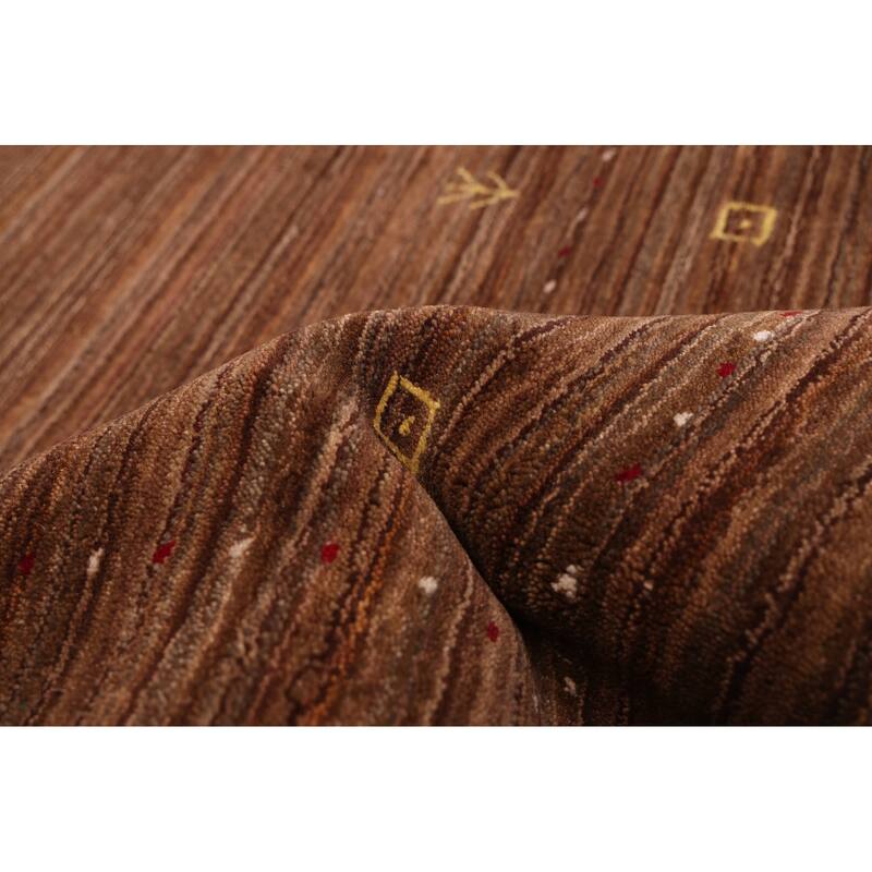 ECARPETGALLERY Hand Loomed Kashkuli Gabbeh Brown Wool Rug - 4'11 x 7'8