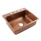 preview thumbnail 2 of 8, Angelico Copper 25" Single Bowl Drop-In Kitchen Sink with 4 Holes