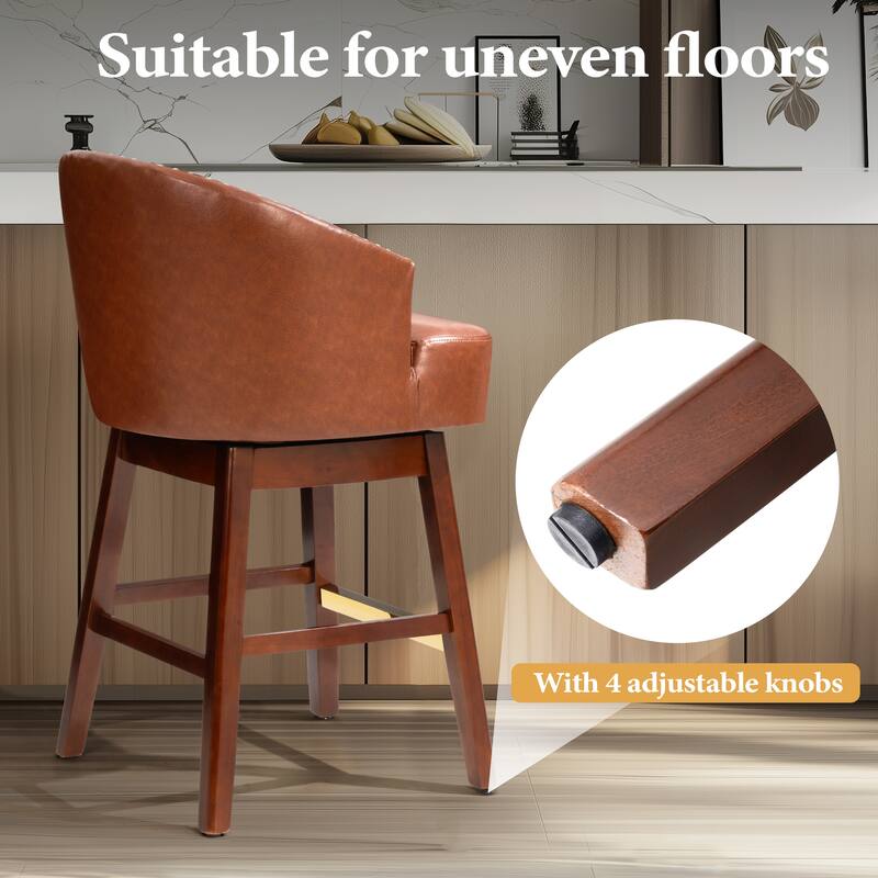 26.4"H Height Solid Wood Swivel Indoor BarStools Set of 2 or 4