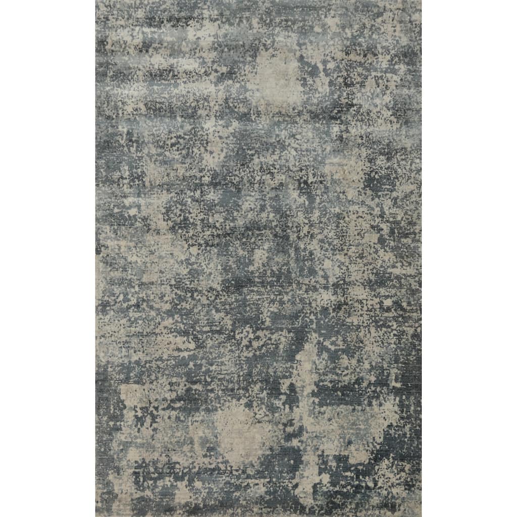 Hand-knotted Modern Silk Grey Abstract Oriental Area Rug - 8' 0'' X 4' 10''