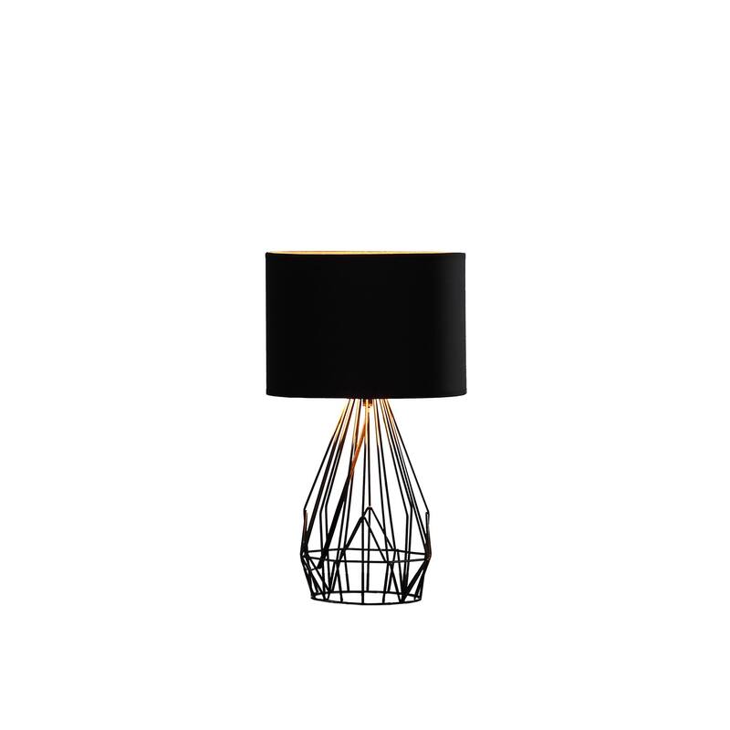 18" Asymmetric Black Cage Metal Table Lamp - Small