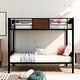 preview thumbnail 2 of 14, Brown Full over Full Size Metal Bunk Bed with Safety Rail and Built-in Ladder