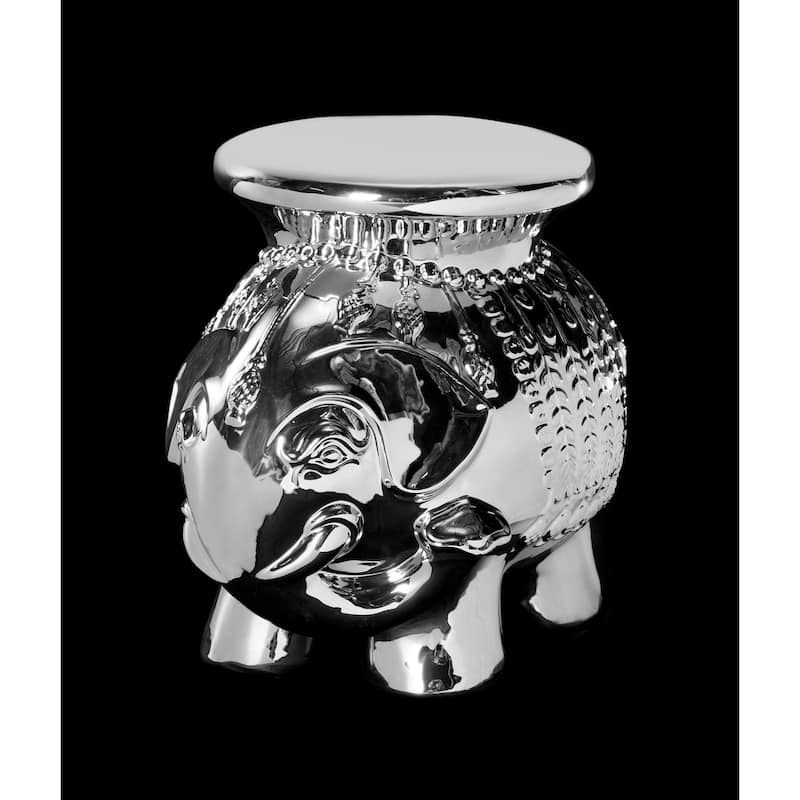 SAFAVIEH Paradise Ainara Elephant White Ceramic Decorative Garden Stool