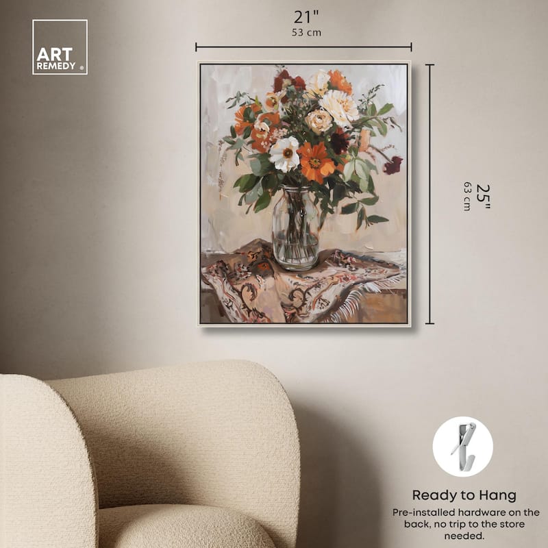 Delicate Glass Vase and Flowers Canvas by Art Remedy