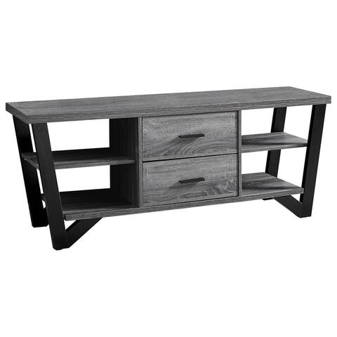 Offex Contemporary Tv Stand - 60"L - Grey-Black with 2 Storage Drawer,