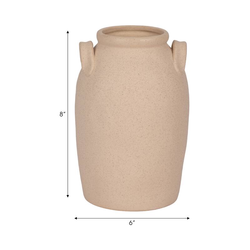 Sagebrook Home Ceramic Vase with Handles - Elegant Accent for Timeless Decor