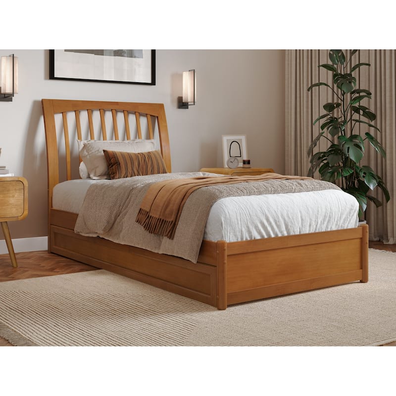 Roslyn Platform Bed with Modern Panel Footboard and Twin XL Trundle
