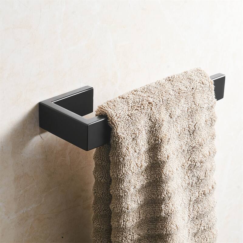 Stainless Steel Matte Black Bathroom Towel Rack Towel Bar - Black