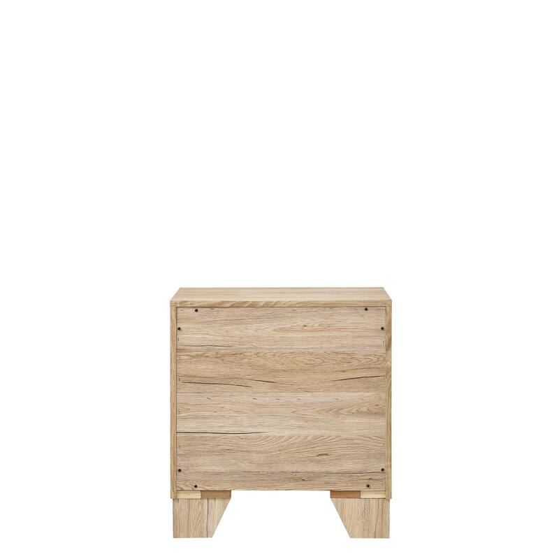 Natural Finish Nightstand with Two Drawers and Tapered Legs