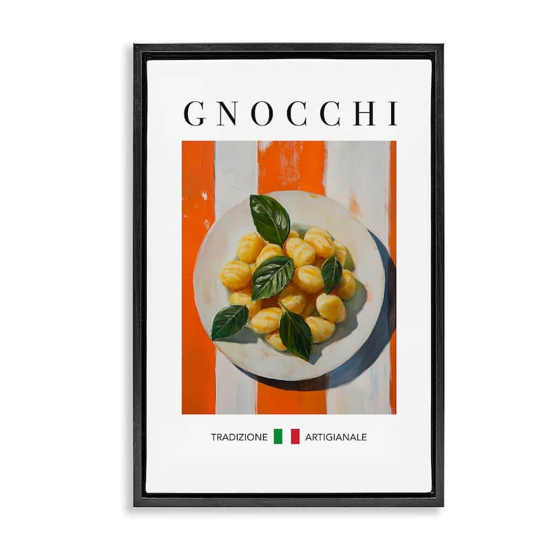 Stupell Traditional Gnocchi Pasta Framed Floater Canvas Wall Art Design By Andreas Magnusson - 21 x 31 - Black