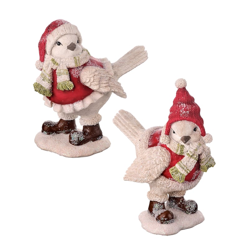 6" Resin Chickadee W/Sweater & Hat Set of 4