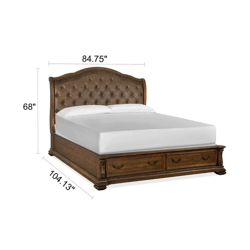 Magnussen Home Durango Willadeene Brown Upholstered Sleigh Storage Bed