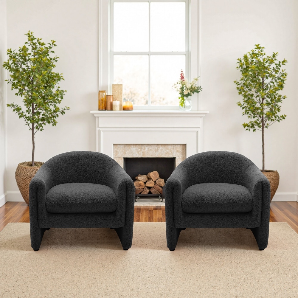 2 Set Modern Upholstered Barrel Accent Chair