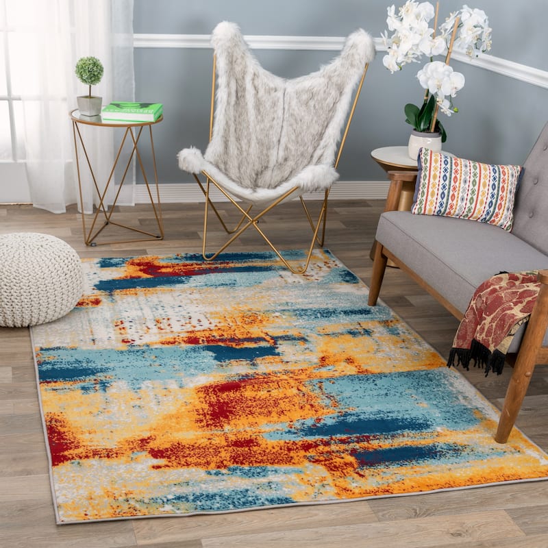 World Rug Gallery Bohemian Abstract Modern Area Rug - 3' 3" x 5' - Runner/Rectangle