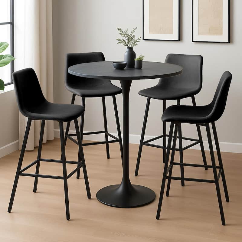 Elland Modern Ergonomic Foam Padded Metal Bar Stool with Back Support Plush Seating Footrest Powder Coated Finish Plastic Glides