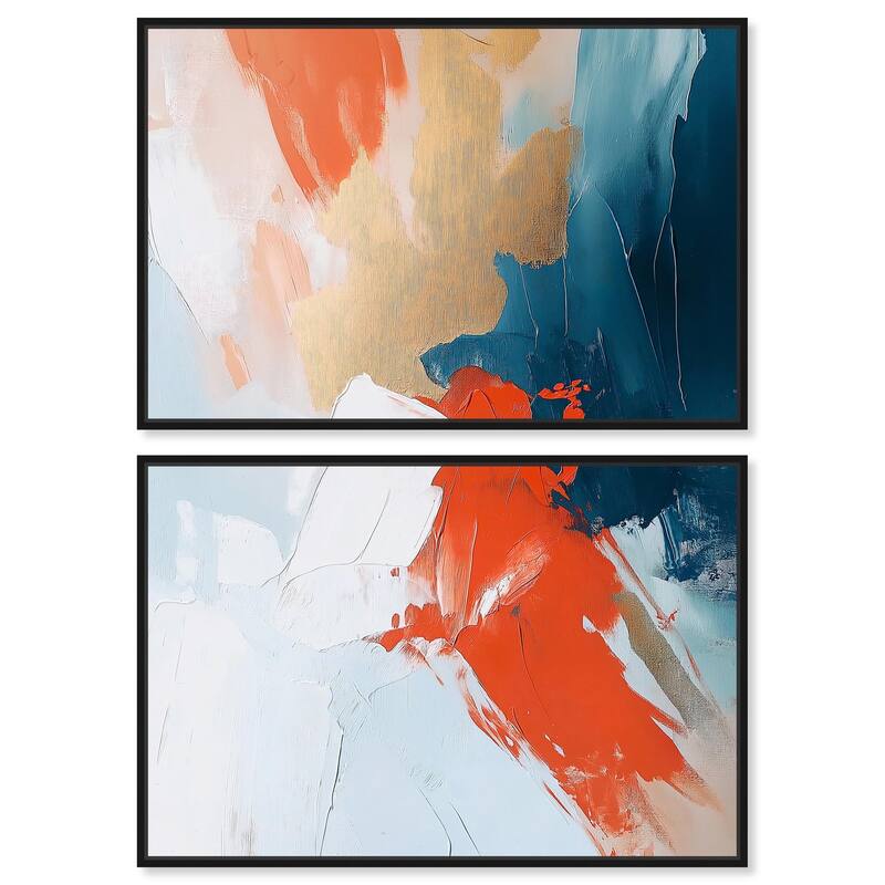 Bold and Bright I Canvas Set of 2 by Art Remedy - 54" x 36" - Black