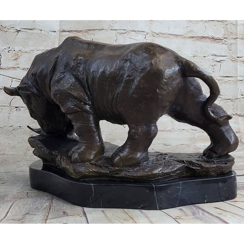 Signed Original Milo Rhinoceros African White Rhino Bronze Sculpture Figurine