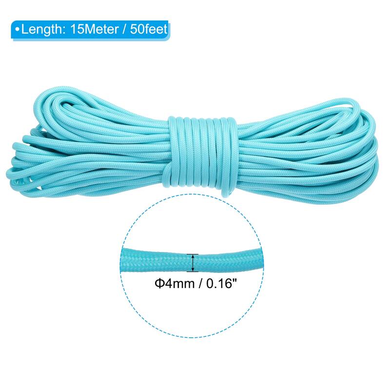 Luminous Paracord 4mm Camping Paracord Rope Glow in The Dark - Light Blue - 50 Feet