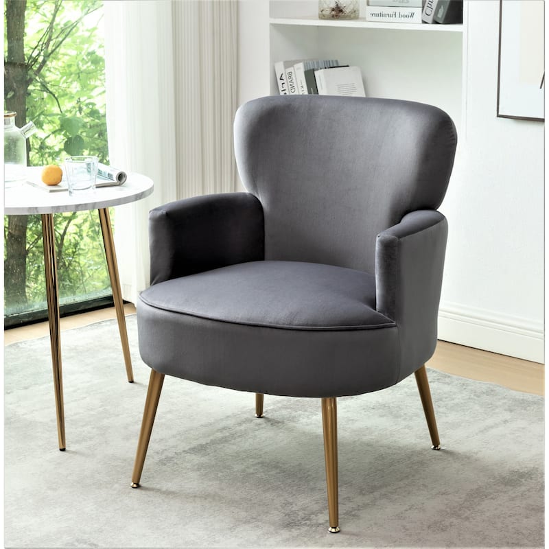 Ramisa Velvet Living Room Armchair. - Grey