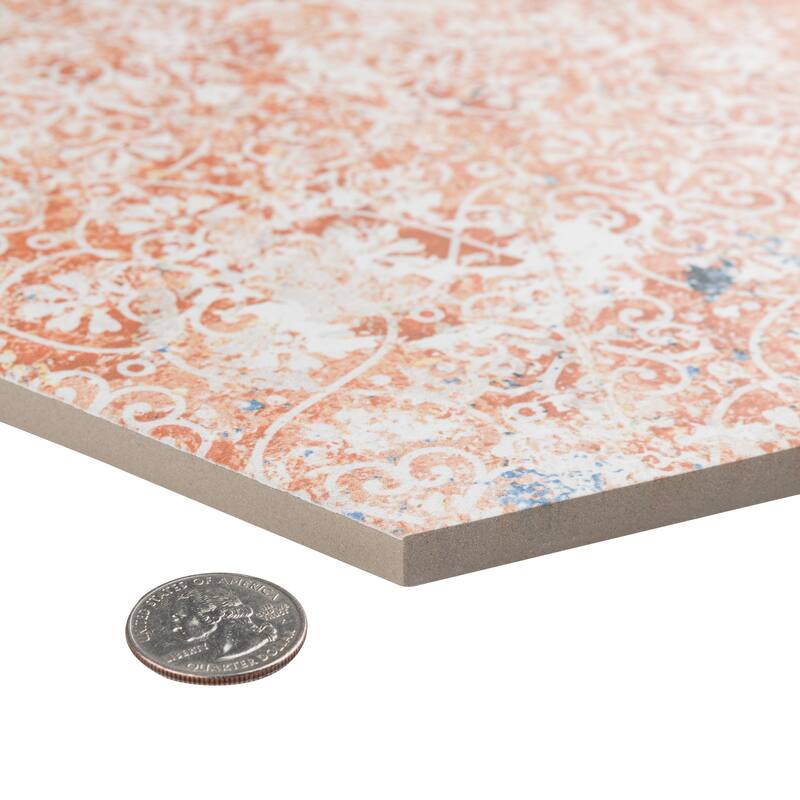 Merola Tile Emotion Hex Red 9-7/8" x 11-1/4" Porcelain Floor and Wall Tile