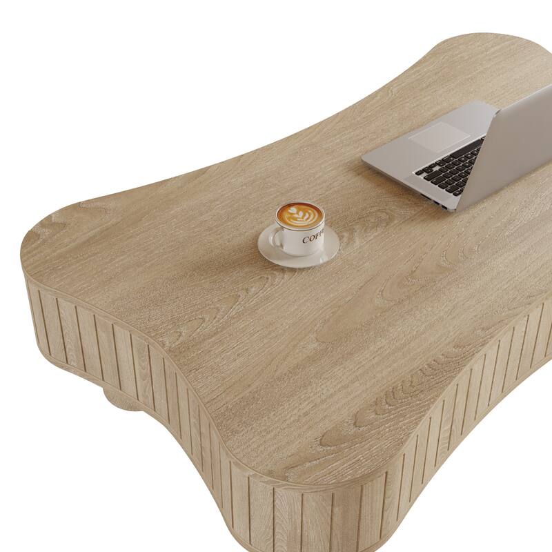 Lift Top Coffee Table - Fluted Panel Hidden Storage,Silent Hydraulic Lift,Curved Safety Corners,5 Min Assembly