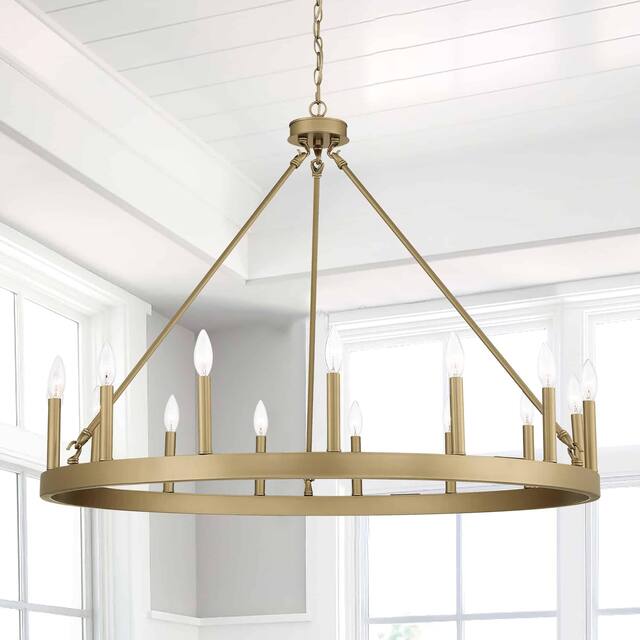 Acroma 15 Light 40 In Modern Farmhouse Wagon Wheel Chandelier-UL