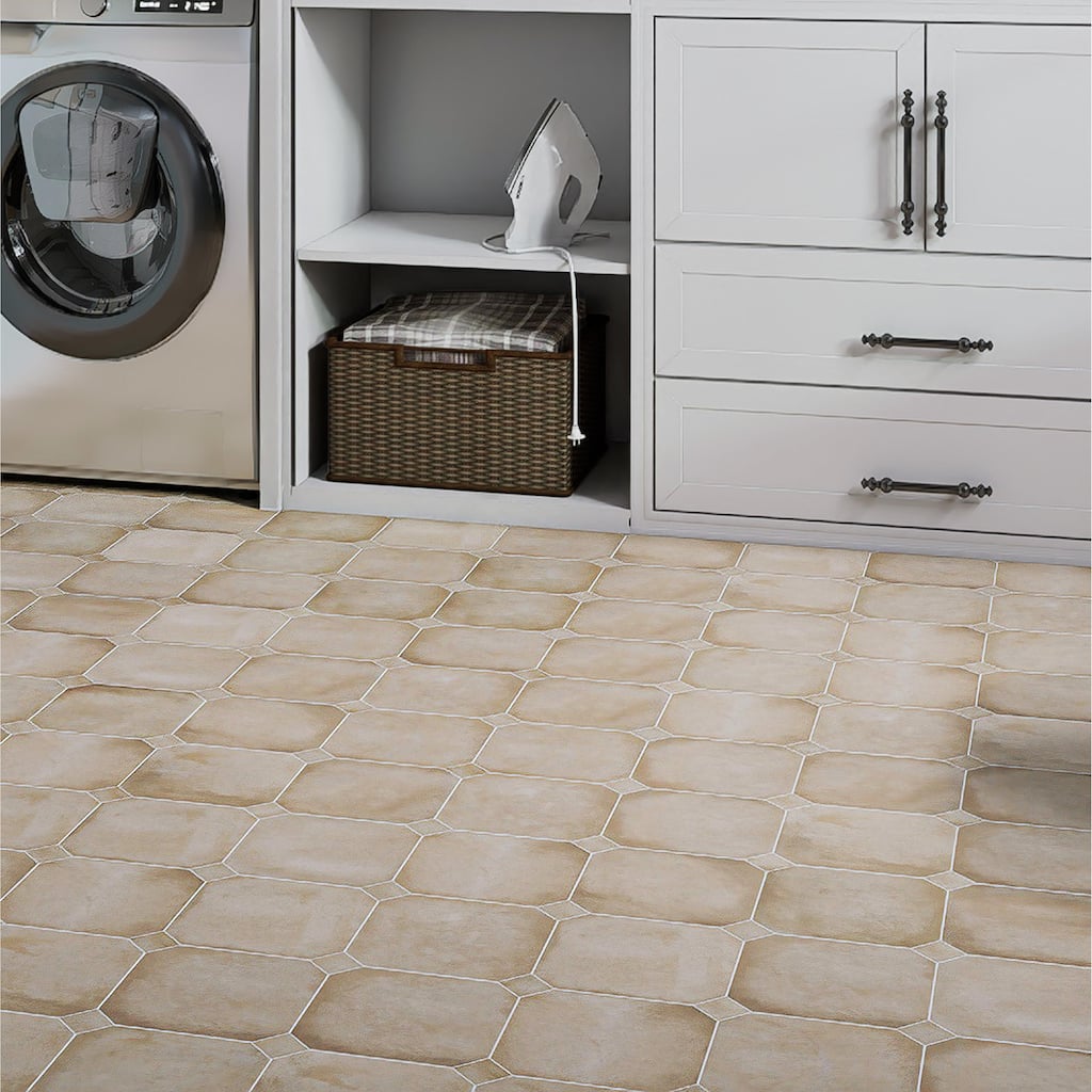 Merola Tile Laverton Octagon Beige 7-7/8" x 7-7/8" Porcelain Floor and Wall Tile