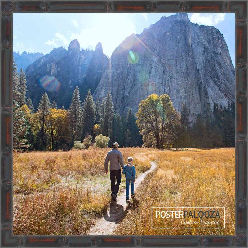 11x11 Brown Thin Bamboo Picture Frame - UV Acrylic, Foam Board Backing, Hanging Hardware