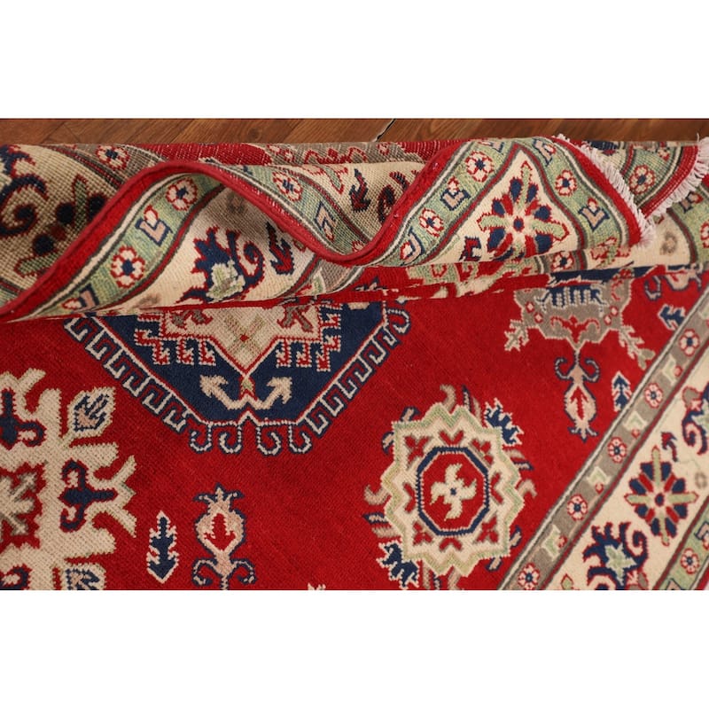 Traditional Red Kazak Area Rug Hand-Knotted Oriental Wool Carpet - 4'11" x 6'4"
