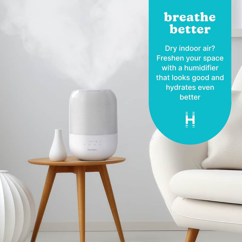 Homedics TotalComfort UHE‑CMTF63 Ultrasonic Cool Mist Humidifier | 3 L Top‑Fill Tank | Night‑Light | White