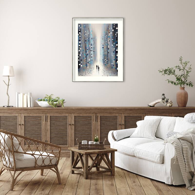 Network Figures No. 1 by Tradelink inhouse artist Wood Framed Wall Art Print - Lucie Silver White