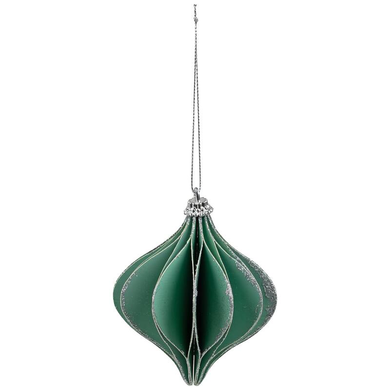 Glittered Onion Christmas Ornament - 4.25" - Green