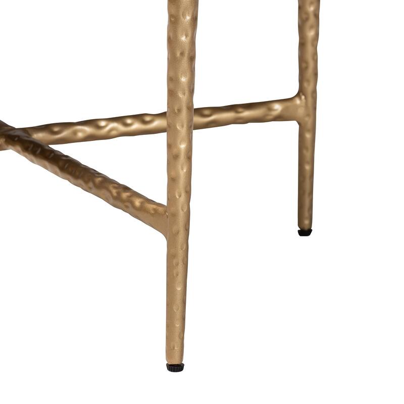 Fumiye Ottoman - Modern Rustic Accent Stool with Hand-Forged Metal Frame and Upholstered Seat for Living Room or Sitting Room