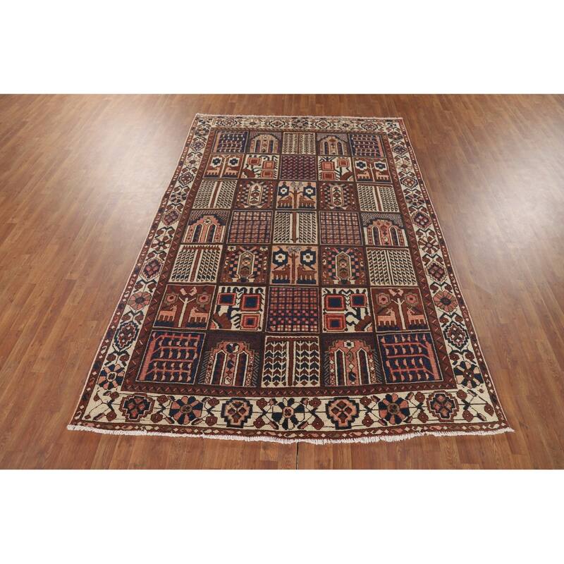 Garden Design Bakhtiari Vintage Persian Area Rug Handmade Wool Carpet - 6'9" x 10'3"