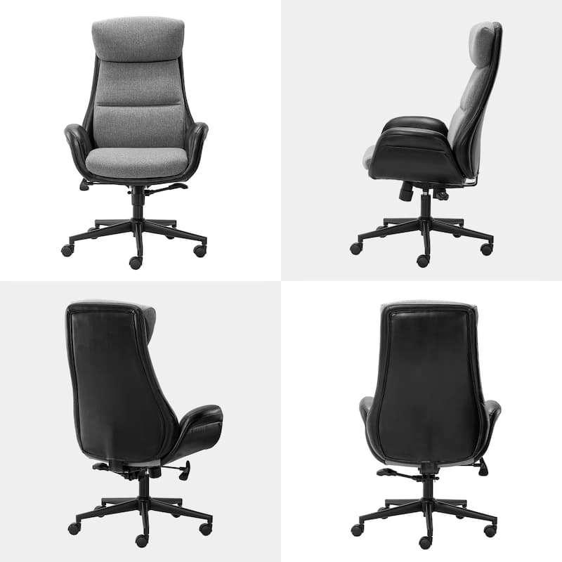 Glitzhome 48-inch Two-tone High Back Gaslift Ergonomic Executive Swivel Home Office Chair - 43.75"-47.75"H