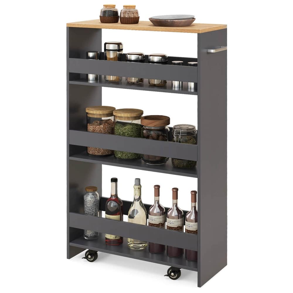 Costway 4-Tier Rolling Storage Cart 8" Slim Kitchen Cart on Wheels