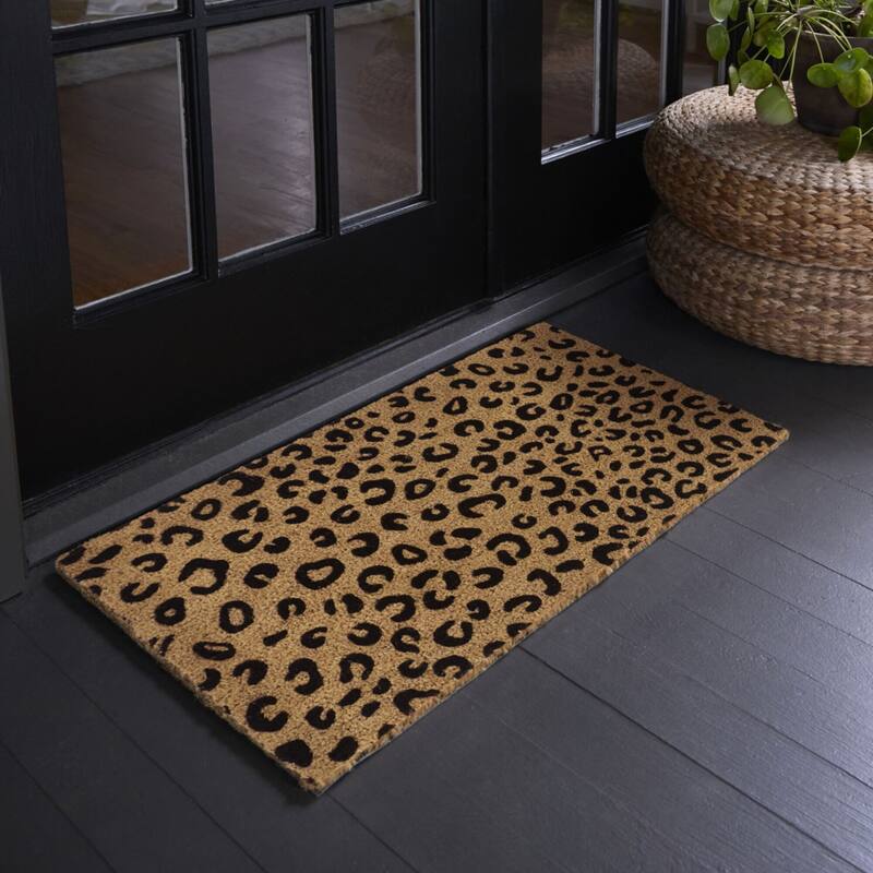 Leopard Animal Print 18" x 30" Doormat - 18" x 30" - 18" x 30" - Black