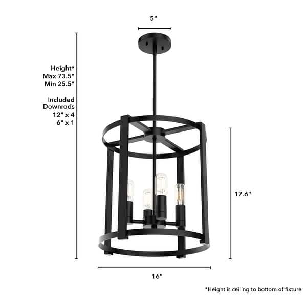 dimension image slide 1 of 3, Hunter Astwood 16" 4-Light Round Chandelier, Dining Room Table, Kitchen Island, Cage, Transitional, Art-Deco