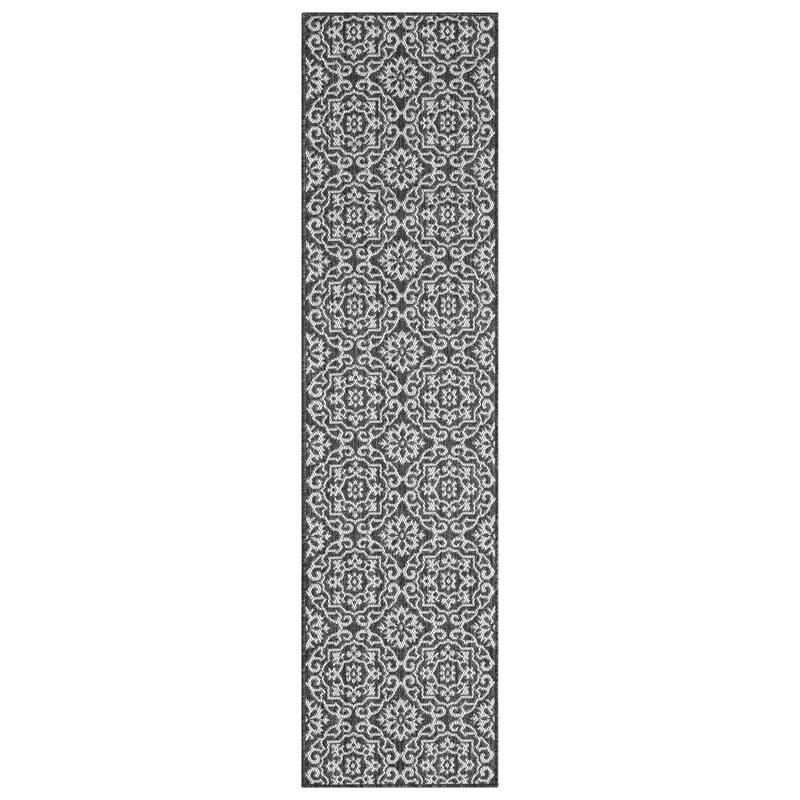 Nicole Miller New York Patio Country Danica Indoor/Outdoor Area Rug - 1'9"x7'2" - Black/Grey