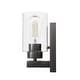 preview thumbnail 3 of 1, Hunter Hartland 1 Light Wall Sconce - Hallway, Bathroom, Bedside - Round, Clear Seeded Glass - Modern, Transitional - Damp-Rated