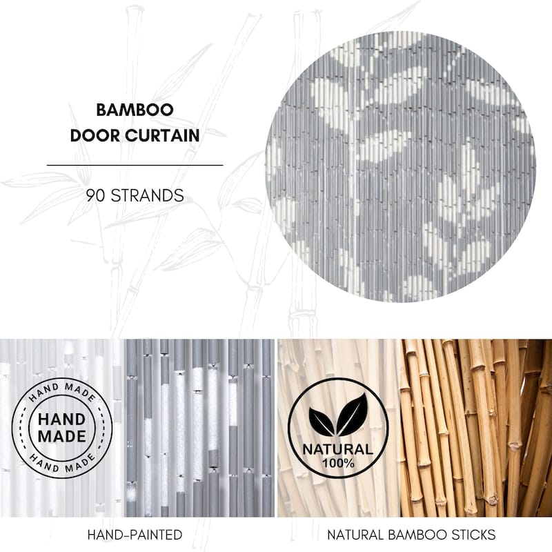 Bamboo Beaded Door Curtain 65 Strings 79" W x 36" W - 79" H x 36" W x 0.6" D