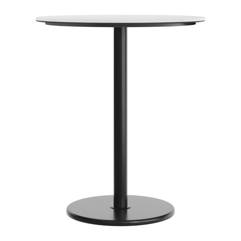Commercial HPL Tabletop with Bar Height Round Base - 36"W x 36"D x 42"H