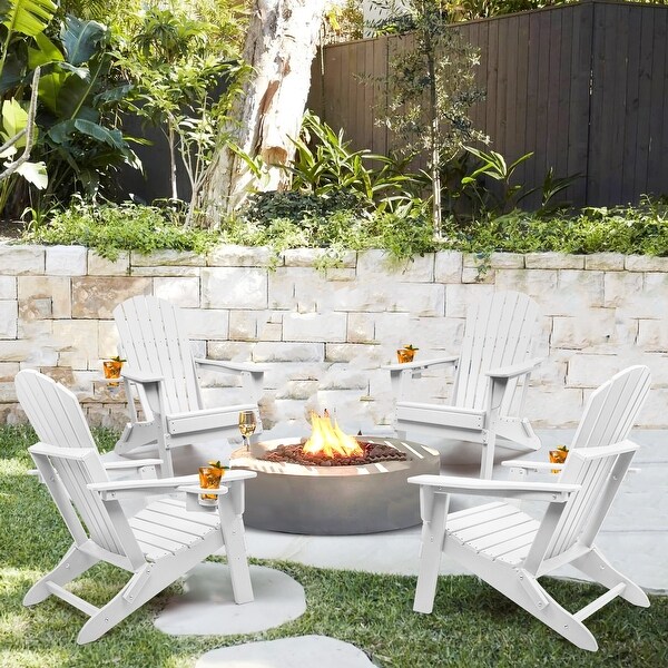 Vrakae Folding Adirondack Chair with Cup Holder Set of 4 - Bed