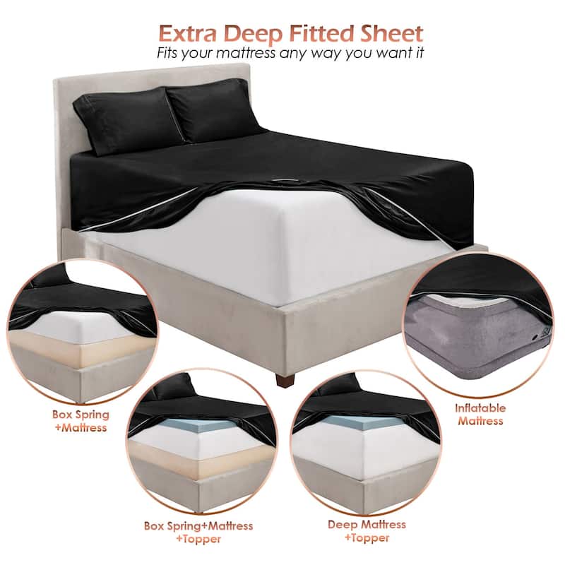 Empyrean Extra Deep Pocket Bed Sheet Set - Breathable, Super Soft Sheets with Extra Set of Pillowcases