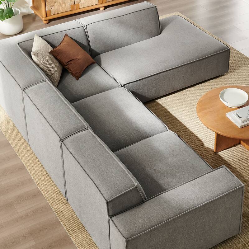 Restore 4-Piece Performance Fabric Upholstered Modular L-Shaped Sofa