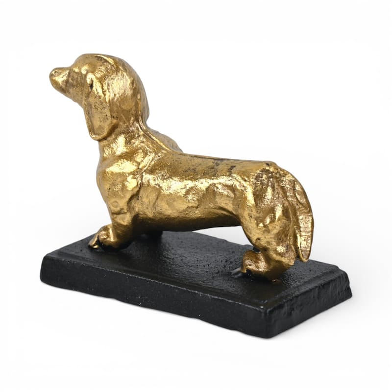 Motley 5" Cast Iron Dachshund Dog Figurine - Gold - N/A