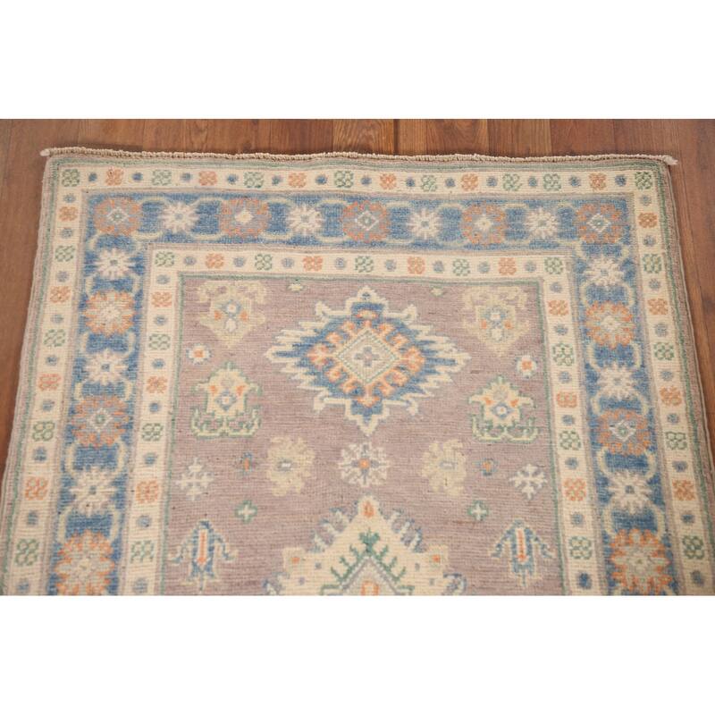 Geometric Kazak Foyer Rug Handmade Wool Carpet - 2'7" x 4'1"