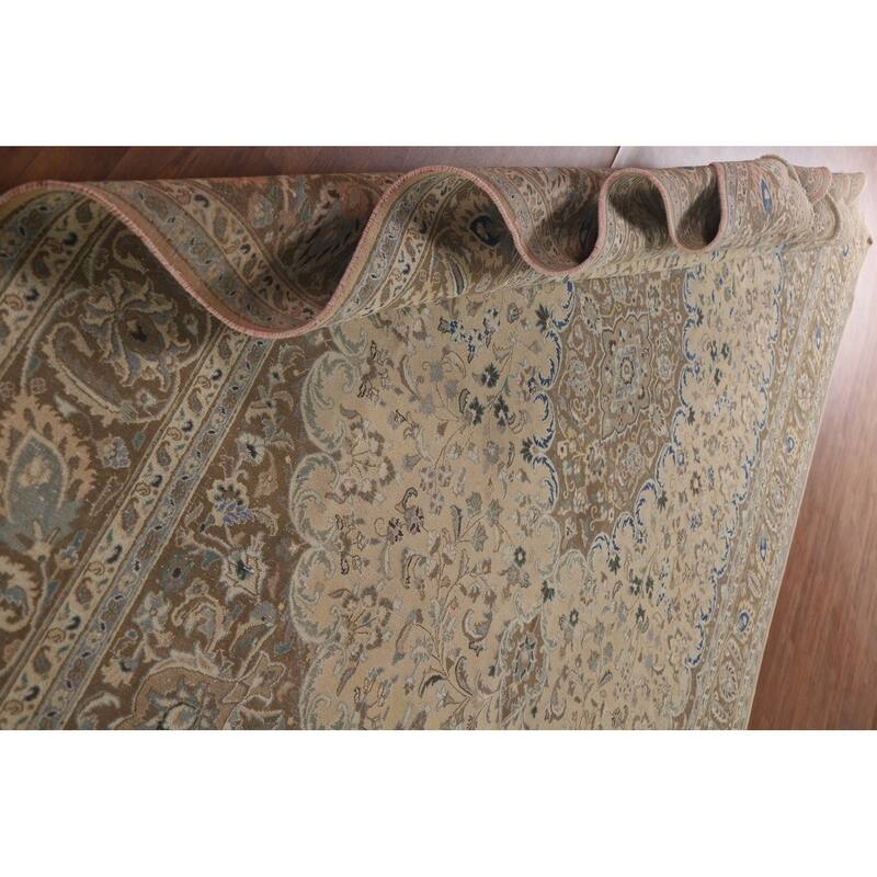 Hand Knotted Oriental 100% Wool Carpet Traditional Floral Peach Mashad Area Rug - 12' 6'' X 9' 7''