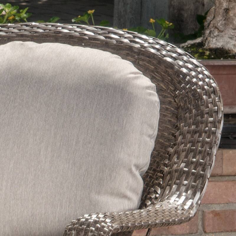 Brown Rattan Swivel Club Chair Set of 2 Outdoor with Water Resistant Cushions